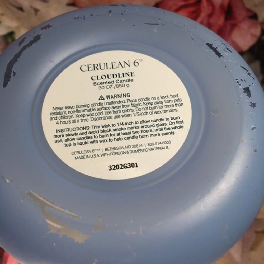 Cerulean 6 Cloudline scented candle blue large glass jar 30 oz 850 g - Picture 3 of 10